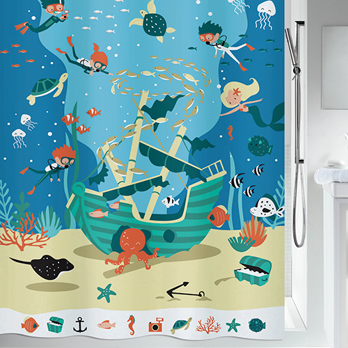 Шторка для ванной и душа Spirella Pirates 180x200 см, водоотталкивающая полиэстер, 10.20161 | Зображення 1