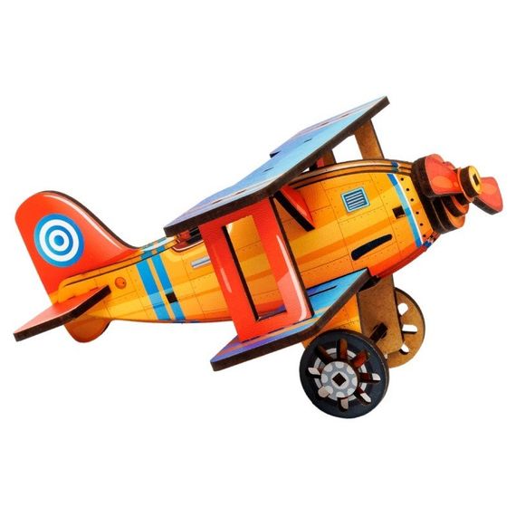 Дитячий дерев'яний 3D конструктор "Турбо планер" Puz-00959, 27 деталей | Зображення 3