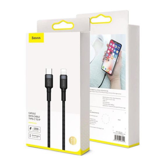 Дата кабель USB-C to Lightning 1.0m 18W 2.1A Cafule Black-Grey Baseus (CATLKLF-G1) | Зображення 9