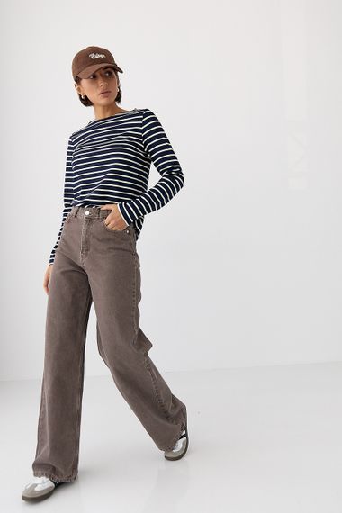 Трикотажний лонг у смужку - темно-синій цвет, XL (є розміри) | Зображення 2