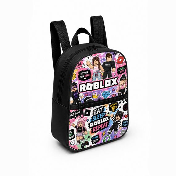 Детский мини-рюкзак черный с принтом Roblox для девочки 28×24×10 см мини-сумка детская (5250)