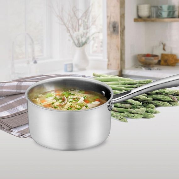 Кухонний ковш Maestro MR-3504-16S, 1.6 л, 16 см, з нержавіючої сталі з кришкою, для всіх типів плит | Зображення 1