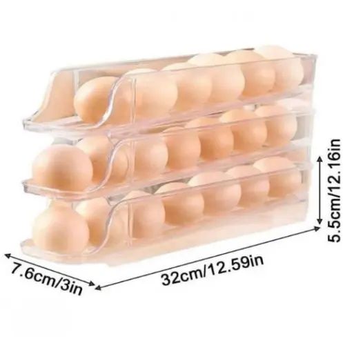 Компактный органайзер для яиц 3 ярусный автоматический Plastic shelving / Контейнер-лоток для яиц | Зображення 3