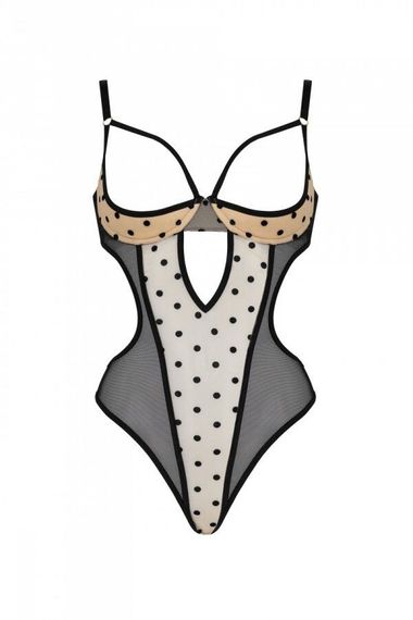 Еротичне боді Passion MARINA BODY, XXL/XXXL, beige, з відкритими чашками | Зображення 2
