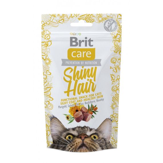 Ласощі Brit Care Functional Snack Shiny Hair д/котів для здоров я шкіри та шерсті з лососем 50 г