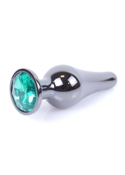 Анальна пробка - Jewellery Dark Silver BUTT PLUG- Green | Зображення 1