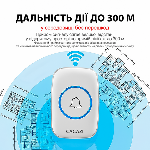 Безпровідний дверний дзвінок на вхідні двері з 2-ма кнопками виклику Cacazi A21, білий | Зображення 2