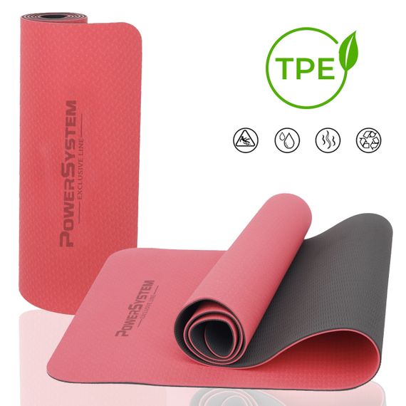 Килимок для йоги та фітнесу Power System PS-4060 TPE Yoga Mat Premium  Red (183х61х0.6)
