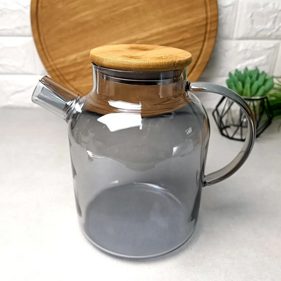 Стеклянный чайник на плиту 1,8л Smokey Crystal GK-5517 из боросиликатного стекла для заваривания чая Серый перламутр | Зображення 4