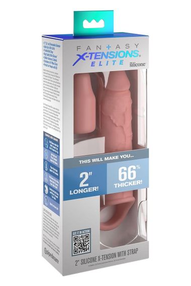 Насадка на пеніс Pipedream Fantasy X-tensions Elite бежева, 21 см Sex Aura | Зображення 3