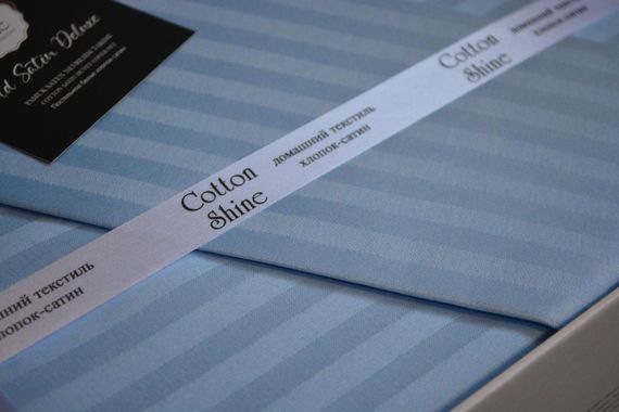 Постельное белье Cotton Shine Stripe Satin 200х220 Sky Blue | Зображення 2