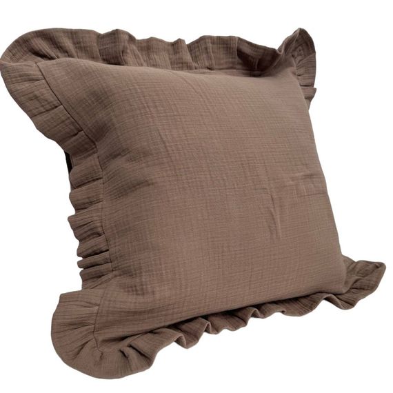 Наволочка декоративна SoundSleep Muslin Coffee 45х45 см з рюшами кава (94331967) | Зображення 1