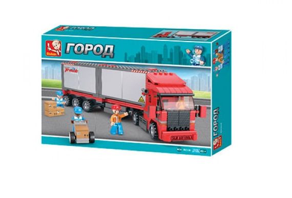 Конструктор M38-B0338 SLUBAN "Город. Трейлер", фигурки 3шт, 345деталей, в коробке (6903149507017)