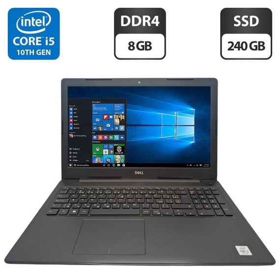 Ультрабук Dell Inspiron 3593 / 15.6" (1920x1080) IPS / Intel Core i5-1035G1 (4 (8) ядра по 1.0 - 3.6 GHz) / 8 GB DDR4 / 240 GB SSD / Intel UHD Graphics / WebCam б/у