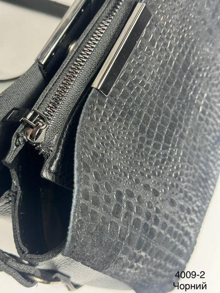 Сумка маленька замшева крос-боді на плече з ручкою Зміїний принт Чорна | Зображення 4