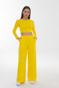 Кроп топ 4Profi с длинным рукавом желтый размер S 24536