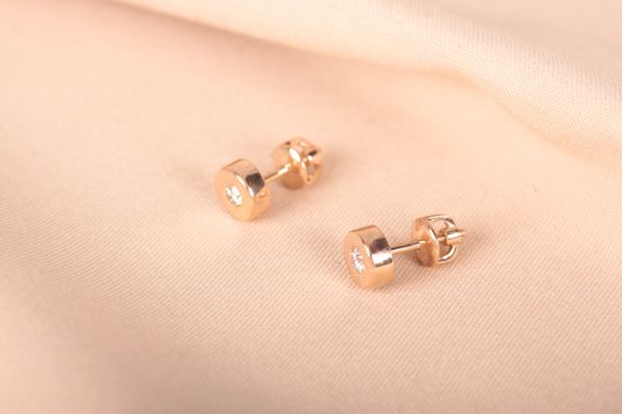 Женские серьги гвоздики из красного золота | Зображення 3