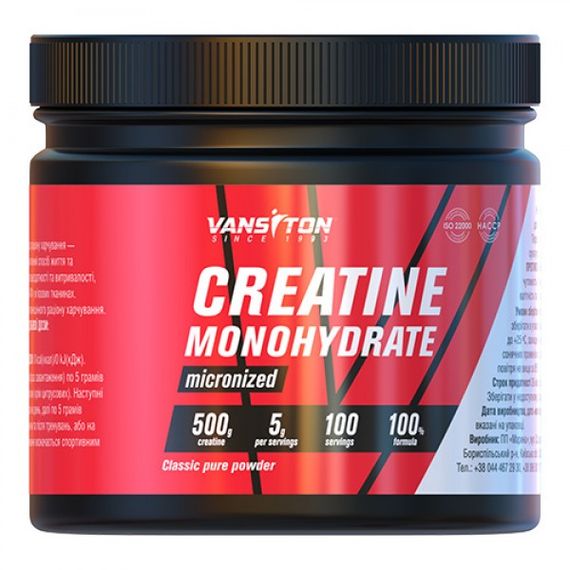 Креатин моногидрат Vansiton Creatine Monohydrate  500 г Клубника