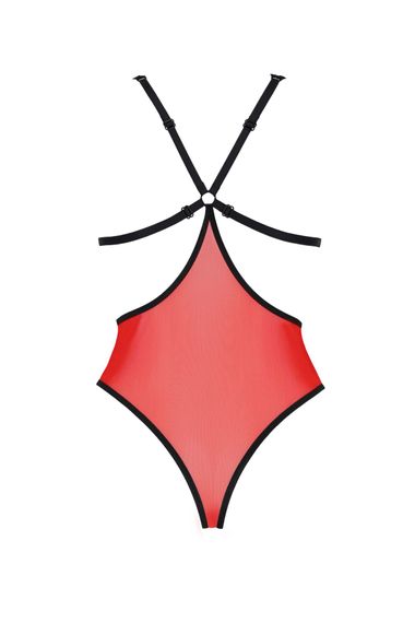 Напівпрозоре боді з мереживом Passion PEONIA BODY L/XL red | Зображення 3