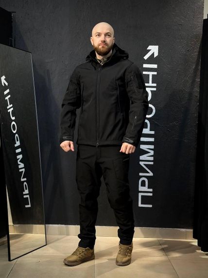 Куртка Тактична Посилена Soft Shell Чорна Black Знімний капюшон | Зображення 8