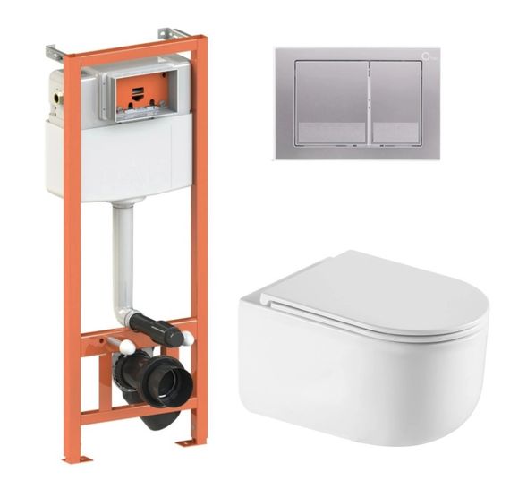 Набір Qtap Nest 4 в 1 підвісний унітаз Taurus Ultra Quiet 490x360x380 + комплект інсталяції QT2433084EUQW46150