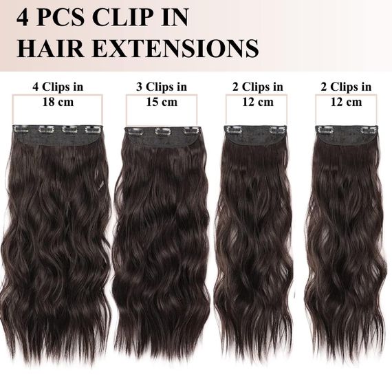 Накладні пасма на шпильках 50 см, коричневі, набір із 4 штук | Зображення 2