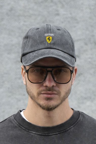 Кепка бейсболка Vintage Without з принтом Ferrari Black | Зображення 3