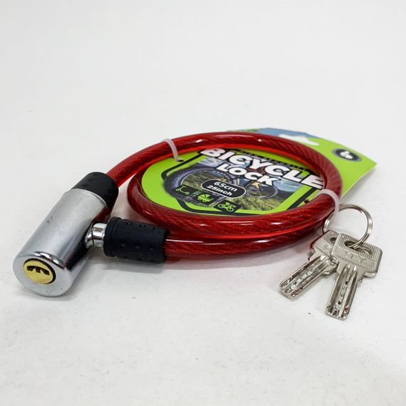 Замок велосипедний KIHUU LOCK 185, 10*65 тросовий, 2 ключі. Колір: червоний KY-98 | Зображення 1