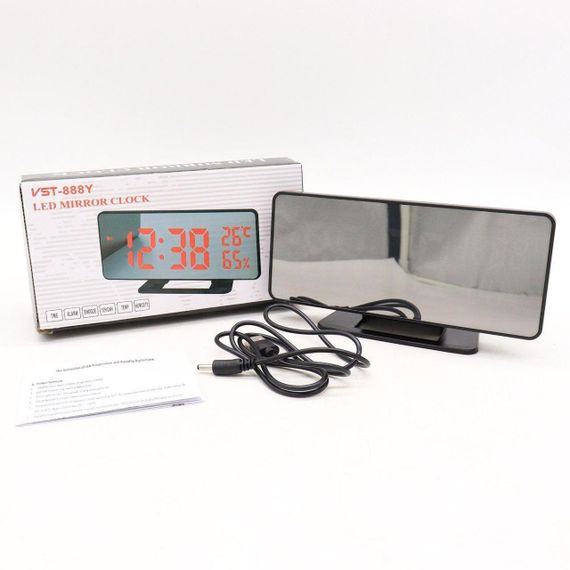 Настільний LED годинник з будильником і термометром вологістю VST 888Y / Електронний дзеркальний годинник для дому | Зображення 9