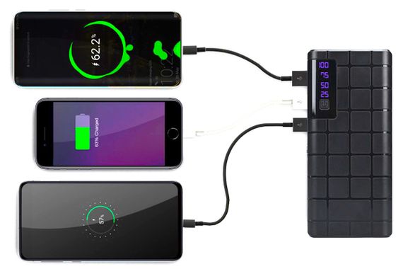 Повербанк MOBILE POWER QL-268 UNIVERSAL чорний 20000 mAh POWERBANK LCD з ліхтариком UNIVERSAL 100% HIGH SPEED 3xUSB 2.1A Польща!