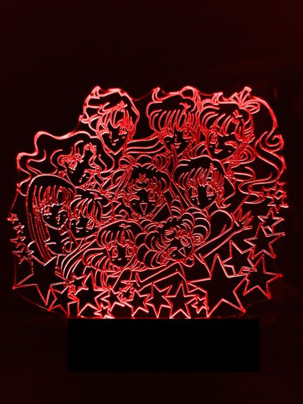 Акриловый светильник-ночник Звезды Сейлор Мун красный tty-n000893