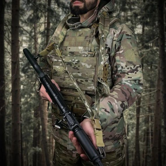 Ремінь для зброї триточковий H&K карабіном та широким наплічником мультикам | Зображення 1