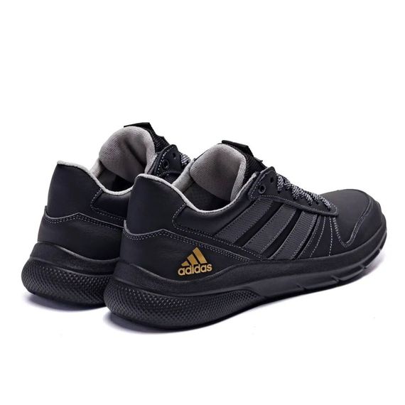Демісезонні шкіряні кросівки Adidas колір чорний/сірий | Зображення 2