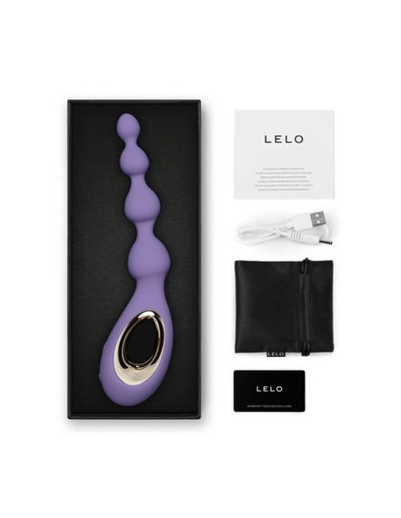 Анальное ожерелье с вибрацией LELO Soraya Beads Black, разный диаметр бусин, 8 режимов, Фиолетовый | Зображення 1