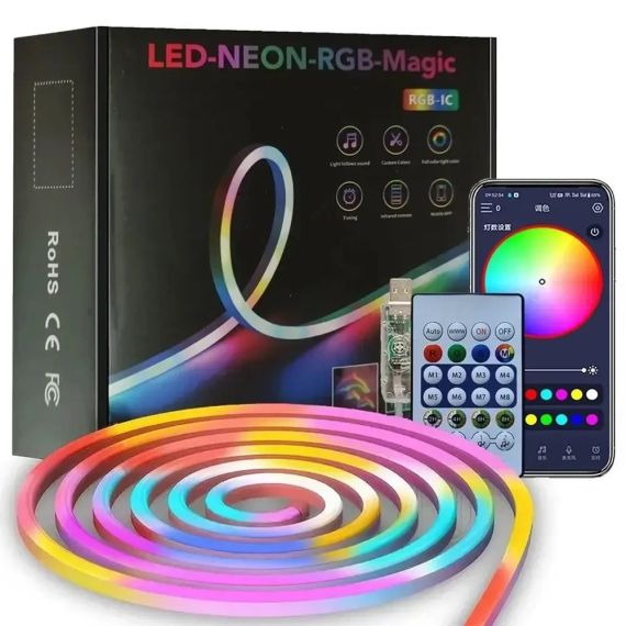 Умная неоновая лента от USB, 10 м, пульт + Bluetooth, Rgb / RGB лента / Гибкий неон / Лента светодиодная | Зображення 9