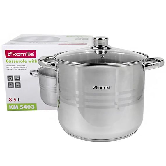 Кастрюля с крышкой Kamille KM-5403 8.5 л 24 см серебристая | Зображення 5