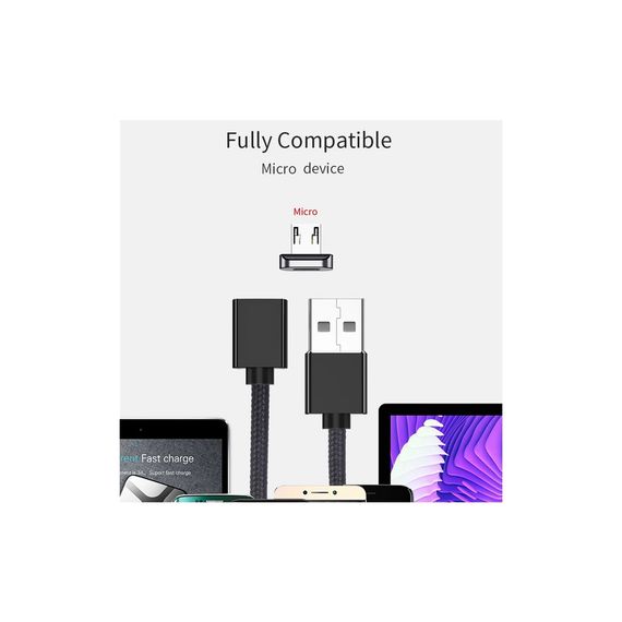 Дата кабель USB 2.0 AM to Micro 5P 1.0m Magnetic black Essager (EXCCXM-ML01) | Зображення 6