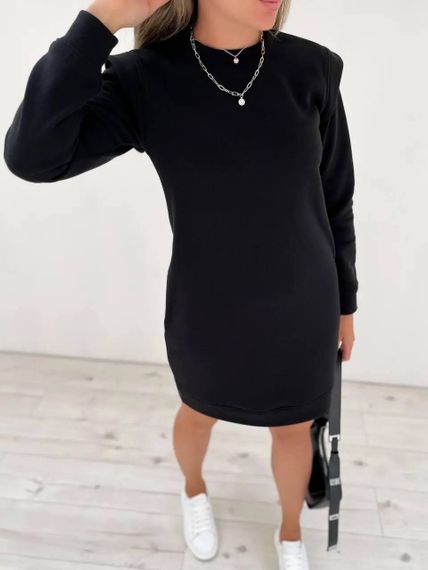 Женское теплое платье в спортивном стиле на флисе GF2555 размер 50/52, цвет черный | Зображення 1