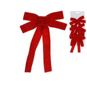 Набір (3шт) оксамитових бантів 15*24см, колір - червоний