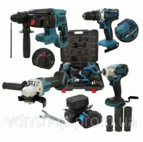 Набор 4в1 Шуруповер + Болгарка + Перфоратор + Гайковерт 2АКБ