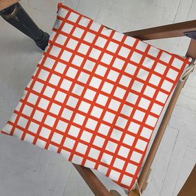 Подушка на стул с завязками Оранжевая клетка 40x40x4 см (PZ_23F004)