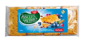 Печиво затяжне з начинкою BISCUITS  BERRIES чорниця та родзинки 210г (214201)