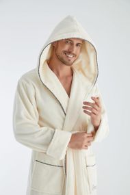 Чоловічий халат Nusa 1320 з капюшоном Кремовий, 2XL