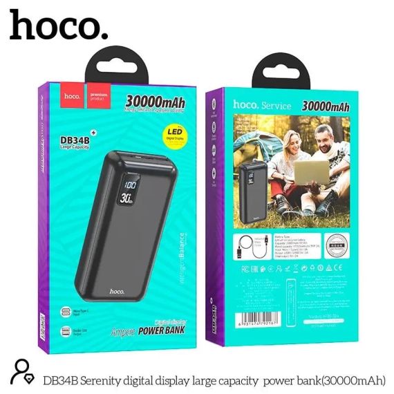 Портативна Батарея Power Bank Hoco DB34B 30000mAh 2USB Powerbank Повербанк Портативний зарядний пристрій | Зображення 7