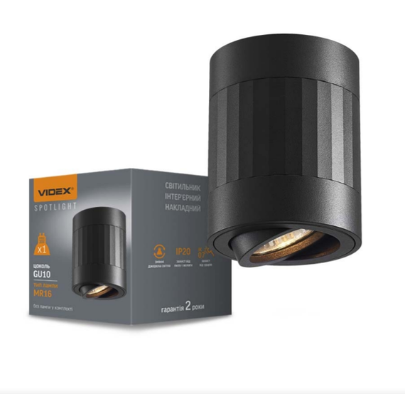 LED Світильник під лампу GU10 накладний чорний +чорна пряма лінія VL-SPF04A-BFB Videx