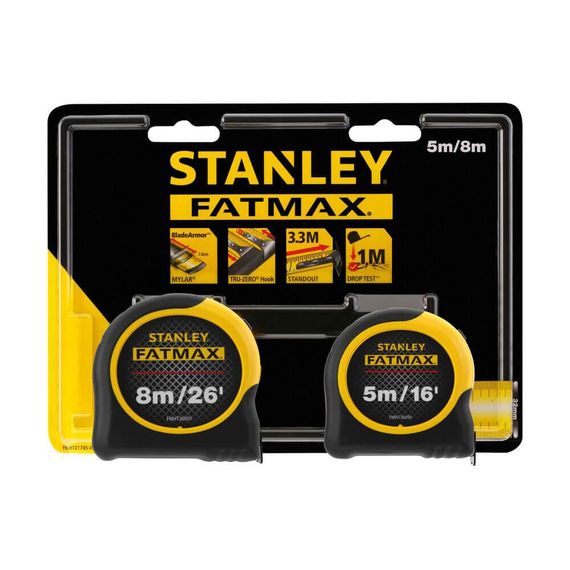 Рулетки измерительные FatMax®,5м/16х25мм + 8/26х25, в хромированном корпусе STANLEY FMHT81745-0 | Зображення 2