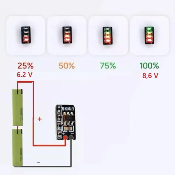 Міні ндикатор рівня заряду батареї 2S 18650 Li-ion 8.4v | Зображення 2