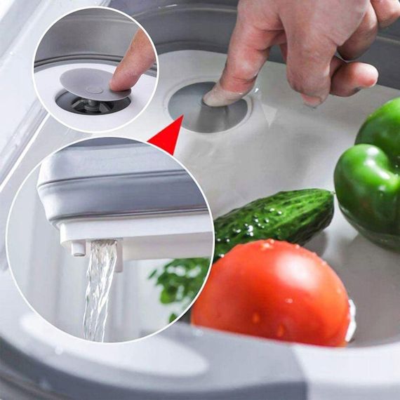 Складная разделочная доска для мытья и резки овощей 2в1, Chopping Board / Силиконовая доска-миска с клапаном | Зображення 4