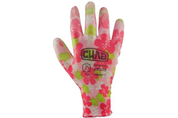 Перчатки с полиуретановым покрытием р8 (цветные садовые манжет) СИЛА | Зображення 1