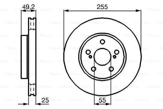 Диск гальмівний TOYOTA PRIUS, BOSCH (0986478584)